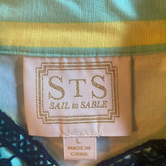 STS Sail To Sable Striped Mint Green & Yellow Shift Dress Size Large - Picture 5 of 8